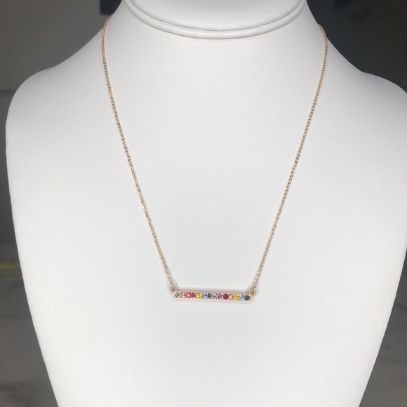 Rainbow bar necklace in Gold color - Picture 3 of 11